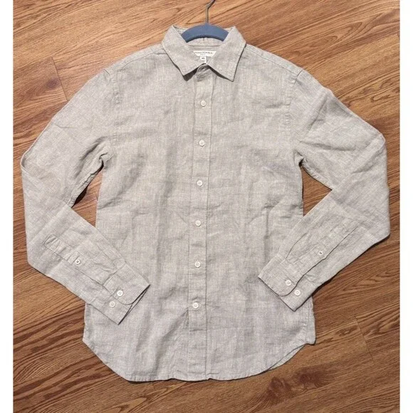 Banana Republic Slim-Fit Linen Shirt Natural Beige Classic Size XS Long Sleeve - Picture 1 of 11